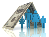 Family under a tent of money