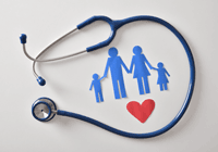 A family surrounded by a stethoscope.