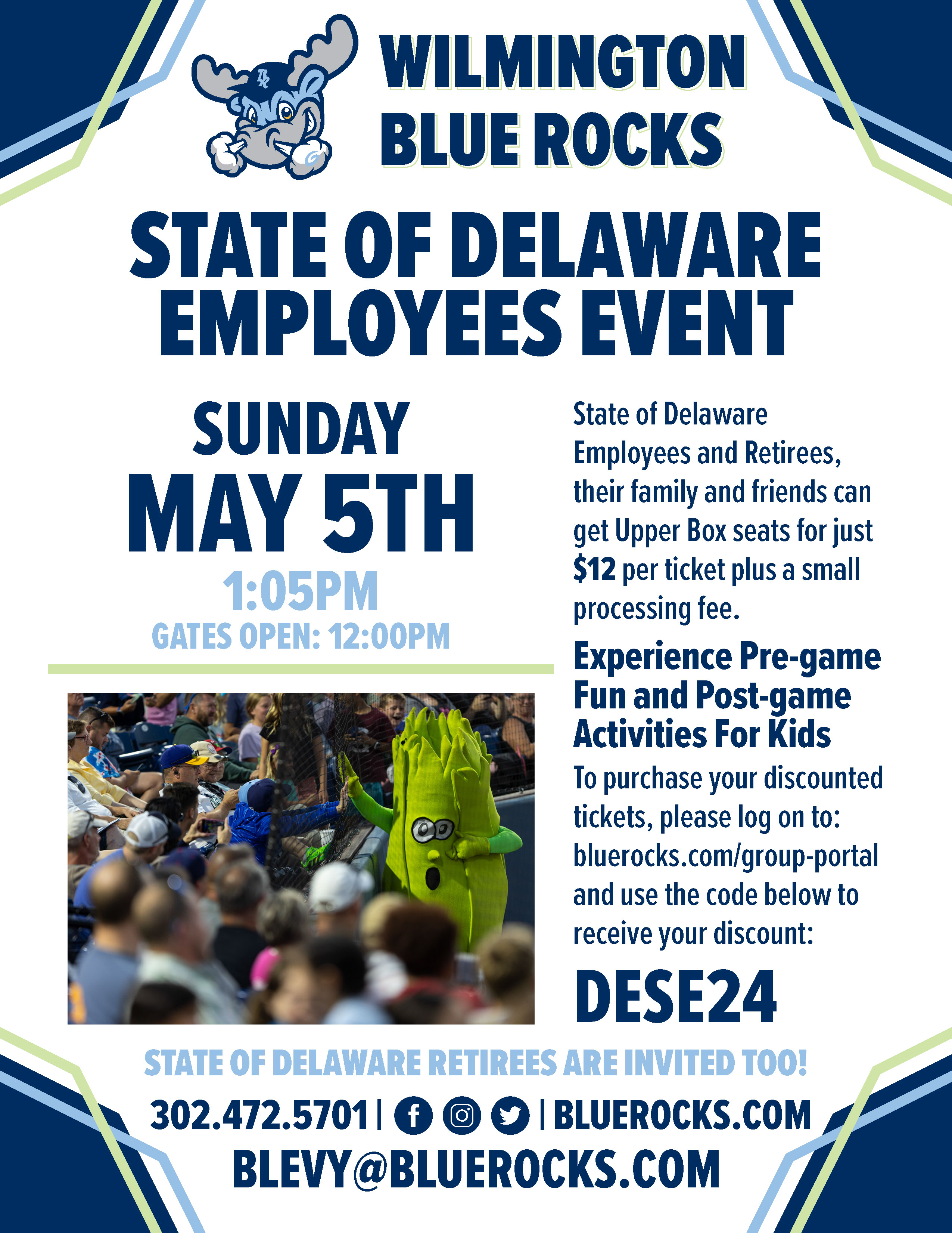 Wilmington Blue Rocks State of Delaware Employees' and Retirees' Night