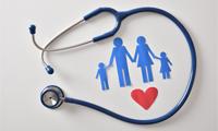 Family with a heart and a stethoscope