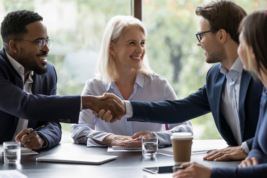 Person pointing to a part of a contract.