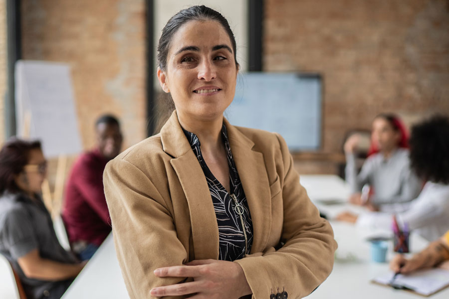 Group of diverse business people in a conference room.