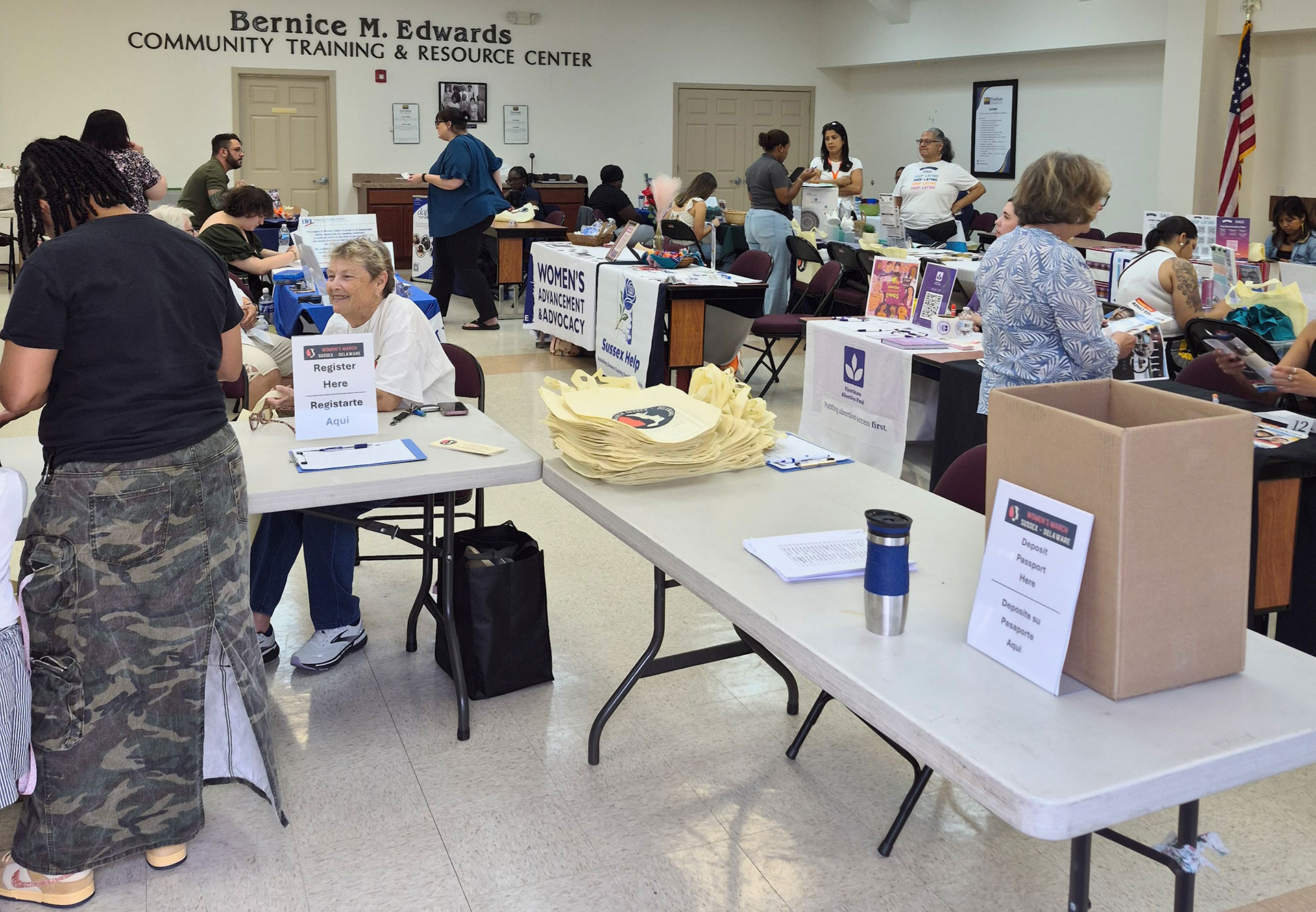 A group of tables at the Affordable Futures event.