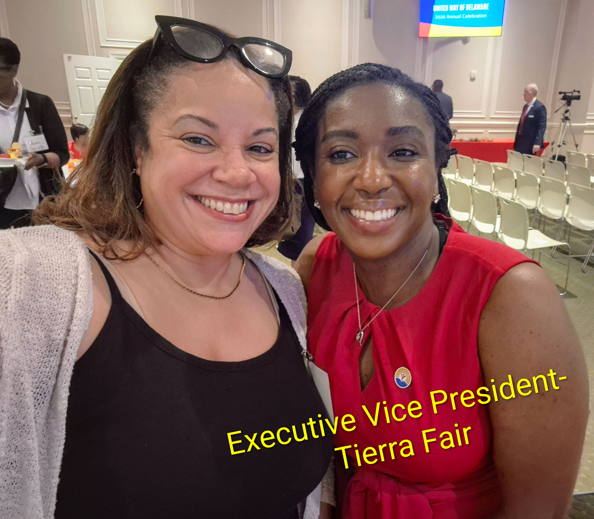 Two women at the United Way 80th Celebration including Executive Vice President Tierra Fair.