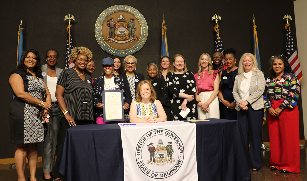 First Lady Dr. Lauren Meyer, Lt. Governor Kyle Evans Gay, DHR Secretary Yvonne Anders Gordon, and OWAA Director Sherese Brewington-Carr joined state leaders, advocates, and community partners celebratge Women’s Equality Day