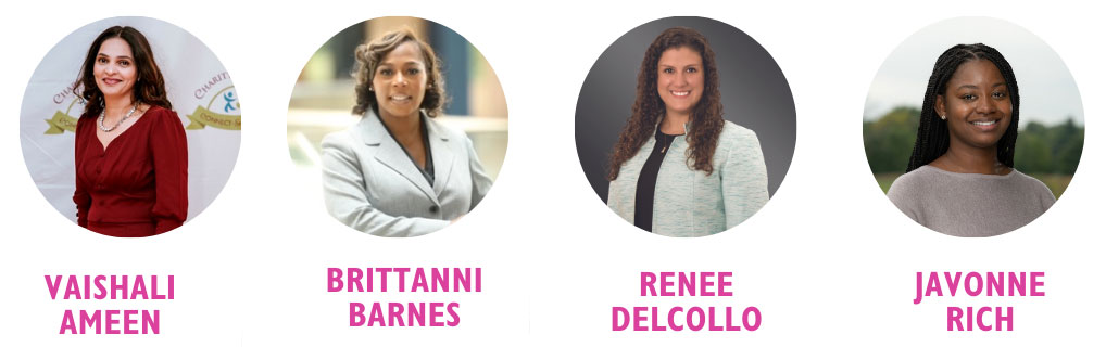 2024 Awardees from left to right are Vaishali Ameen, Brittanni Barnes, Renee Delcollo, and Javonne Rich.